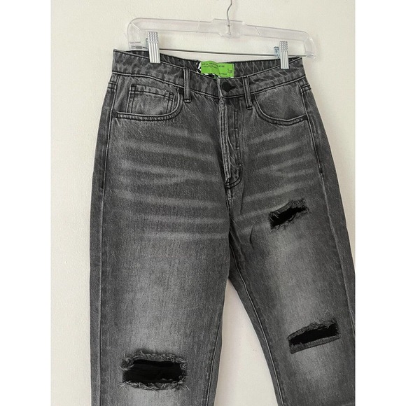 NWT Free People x Sandrine Rose Black Destroyed Rain Straight Leg Jeans Size 26 - Picture 3 of 8